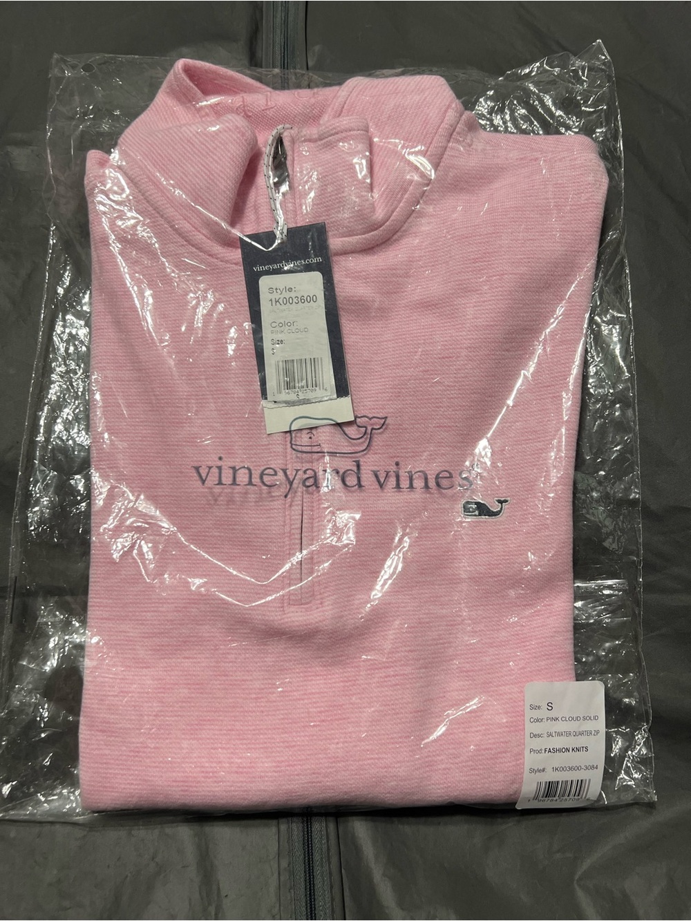 NWT Vineyard Vines Pink Saltwater Quarter-Zip Fleece / Pullover (Men’s Size S)